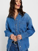 Free People Brand Ashley Denim Shirt - Medium Wash