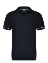 Boss Cotton-blend knit polo with horizontal stripe.