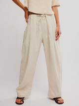 Free People Brand Chambers Laidback Pull-On Pants - Summer Sand
