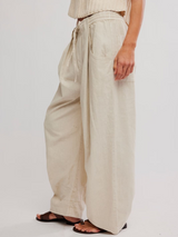 Free People Brand Chambers Laidback Pull-On Pants - Summer Sand