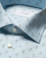 Eton Slim Fit Blue Dress Shirt with Cocktail Print