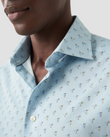 Eton Slim Fit Blue Dress Shirt with Cocktail Print
