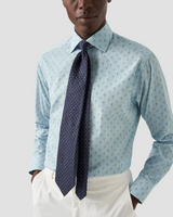 Eton Slim Fit Blue Dress Shirt with Cocktail Print