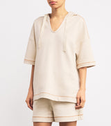 Max Mara Short-Sleeve Hooded Fascia Sweatshirt