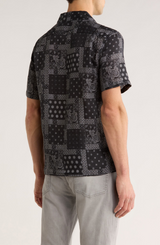 John Varvatos Dan Bandana Print Linen Camp Shirt