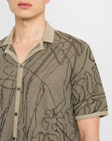 John Varvatos Holt Hand Drawing Camp Collar Shirt