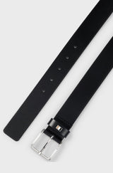 Boss Italian-leather belt with signature-stripe keeper trim