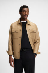 Boss Italian-leather belt with signature-stripe keeper trim