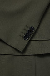 BOSS Slim Fit Suit in Wrinkle-Resistant Stretch Wool in Dark Green