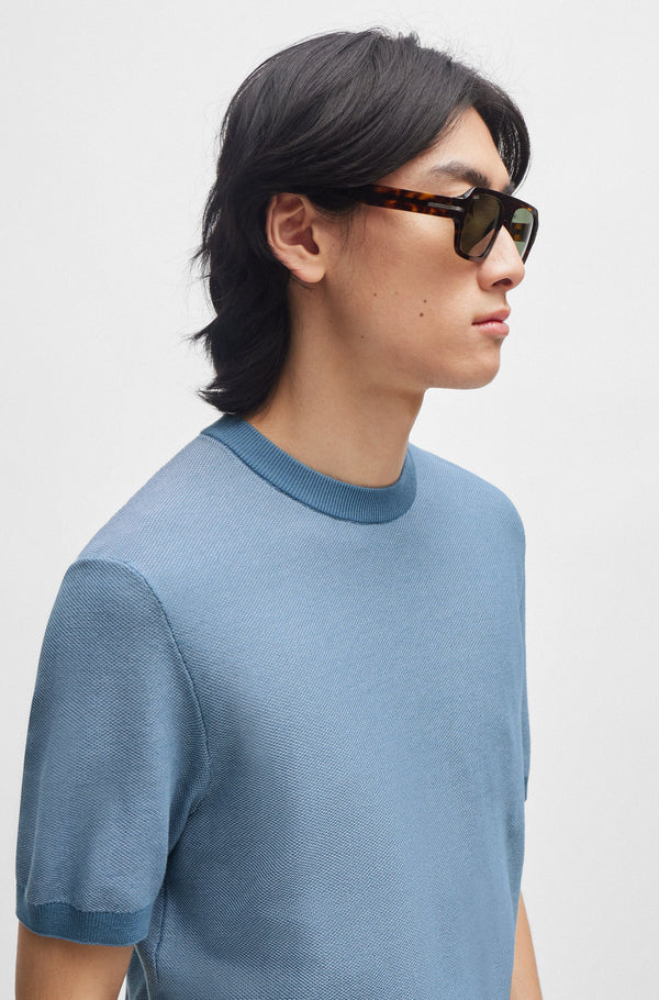 Boss SHORT-SLEEVED SWEATER WITH MICRO STRUCTURE