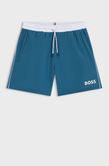 Swim shorts with contrast logo and piping