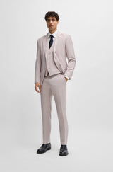 Boss SLIM-FIT Light Pink Suit In a Melange Wool Blend