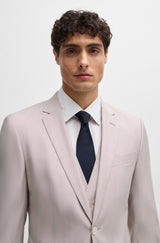 Boss SLIM-FIT Light Pink Suit In a Melange Wool Blend