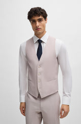 Boss SLIM-FIT Light Pink Suit In a Melange Wool Blend