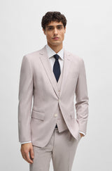 Boss SLIM-FIT Light Pink Suit In a Melange Wool Blend