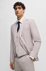 Boss SLIM-FIT Light Pink Suit In a Melange Wool Blend