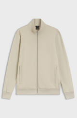 Boss Zip-up sweatshirt in mercerised stretch-cotton piqué