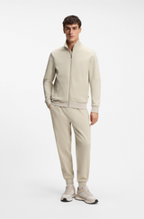 Boss Zip-up sweatshirt in mercerised stretch-cotton piqué
