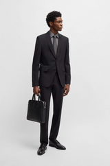 Boss Italian-made Derby shoes in leather with ornamental stitching