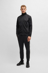 Boss Circle-Jacquard Zip-Up Sweatshirt with Side Stripes