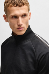 Boss Circle-Jacquard Zip-Up Sweatshirt with Side Stripes