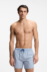 Swim shorts in seersucker fabric with embroidered logo