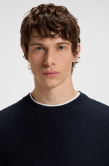 Boss Cotton Sweater with Mixed Structures