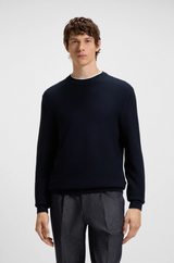 Boss Cotton Sweater with Mixed Structures