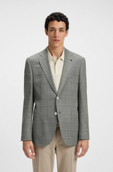 Boss Regular-fit Blazer in a Checked Wool Blend