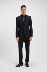 BOSS Regular-fit suit in micro-patterned stretch wool