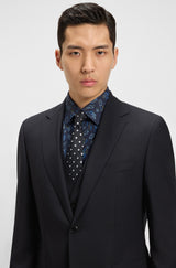 BOSS Regular-fit suit in micro-patterned stretch wool