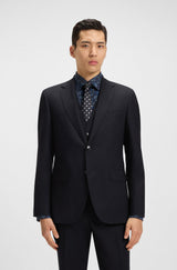 BOSS Regular-fit suit in micro-patterned stretch wool