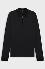Boss Mercerised-cotton polo shirt with two-tone structure