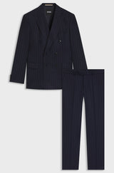 Two-piece slim-fit suit in striped virgin wool