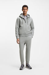 Zip-up hoodie in stretch cotton with logo detail