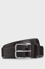 BOSS Smooth-leather belt with silver-tone buckle