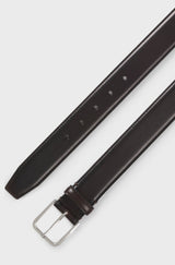 BOSS Smooth-leather belt with silver-tone buckle
