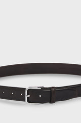 BOSS Smooth-leather belt with silver-tone buckle