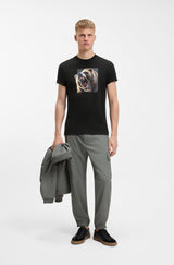 Cotton-jersey T-shirt with animal artwork