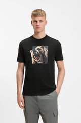 Cotton-jersey T-shirt with animal artwork