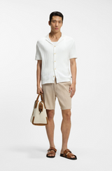Regular-fit cardigan in striped cotton