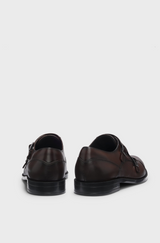 Boss Double monk shoes in leather with perforated detail