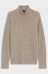 H-FURORE ZIP-NECK SWEATER WITH CABLE PATTERN
