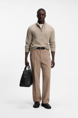 H-FURORE ZIP-NECK SWEATER WITH CABLE PATTERN