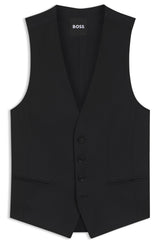 Boss Slim-fit waistcoat in checked virgin wool serge