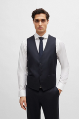 Boss Single-breasted Waistcoat in Virgin-wool Serge