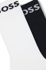 Boss Two-pack of quarter-length socks in stretch fabric