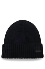 Logo-plaque beanie hat in virgin wool