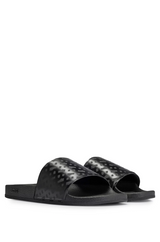 Boss Italian-Made Slides with Monogram Strap
