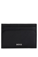 BOSS Leather Card Holder & Money Clip With Silver Effect Logo